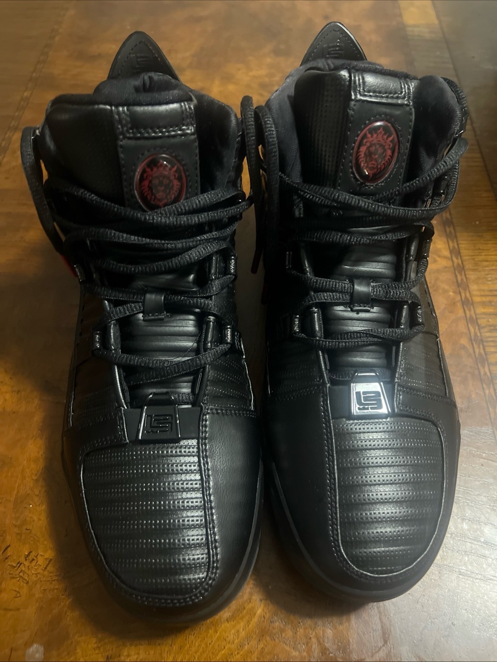 Zoom Black High-Top Sneakers with Red Crest Detail